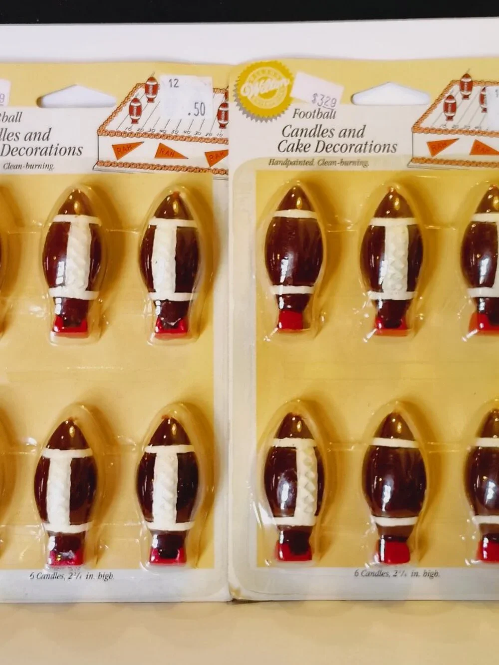 Vintage Wilton Set Of 12 Football Candles Cake Toppers